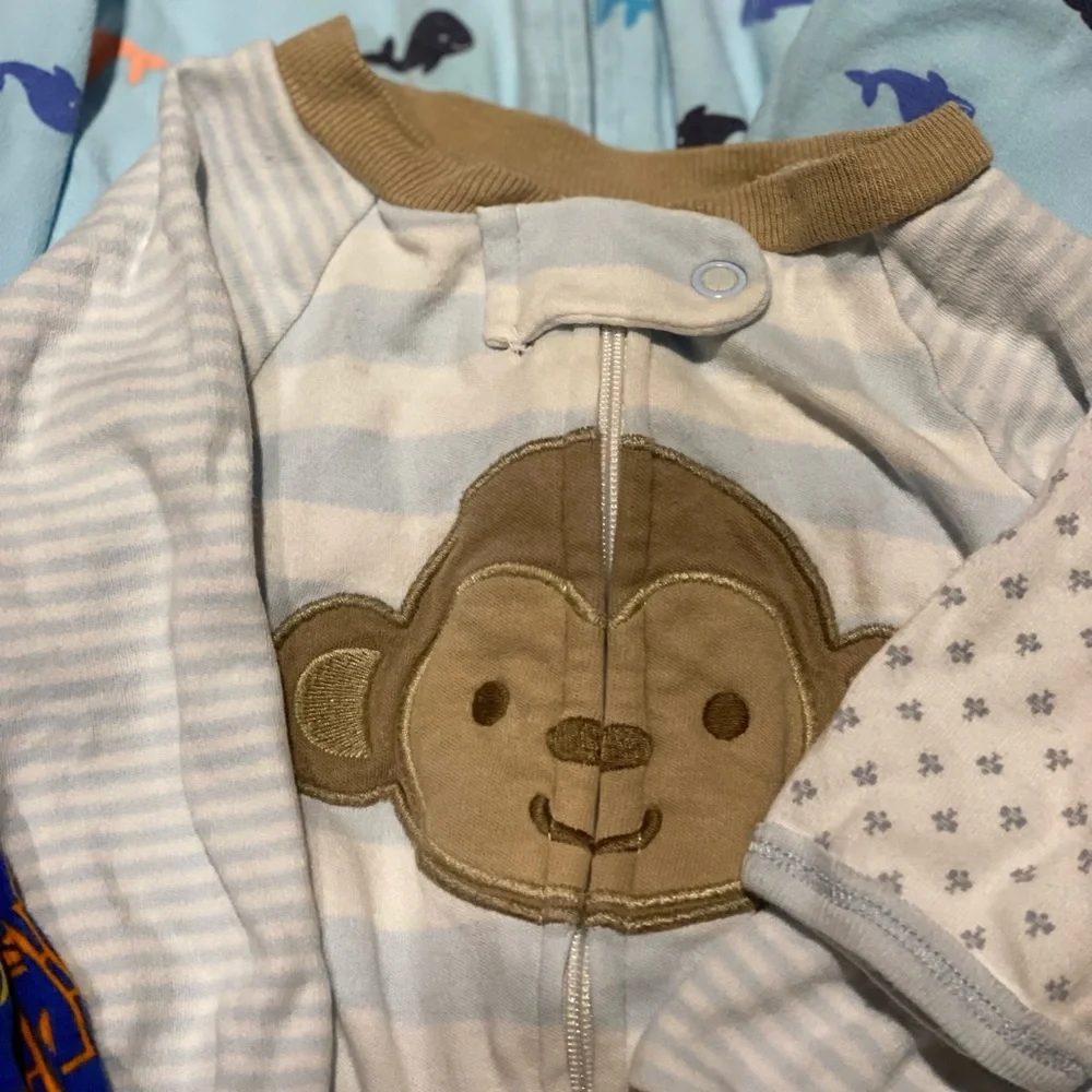 Bundle Long Sleeve Footed Onesies Size 6-9 months Set of 7